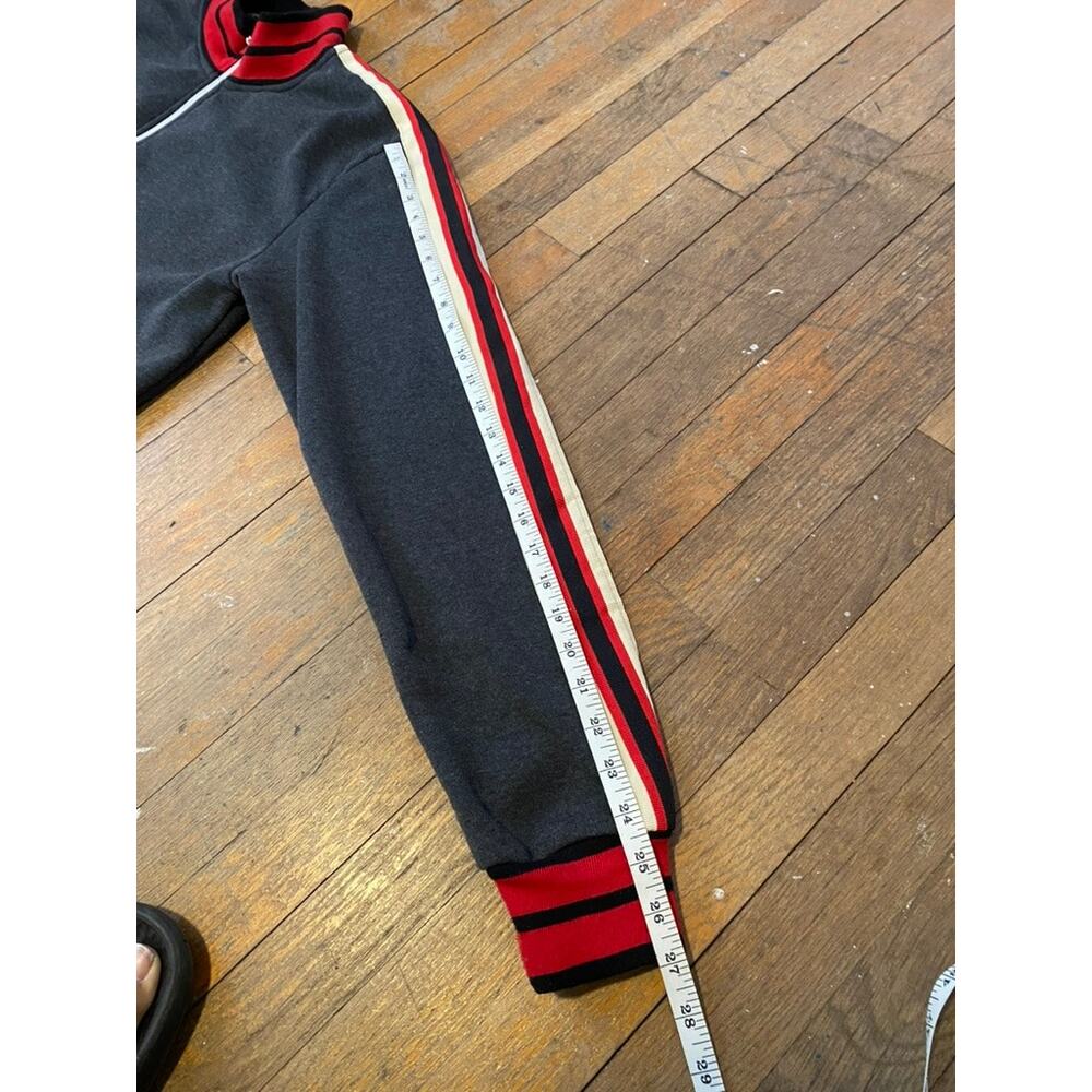 Gray & Red Seven Souls Striped Full Zip Sweatshirt | Track Jacket - (Size L) - Picture 7 of 9